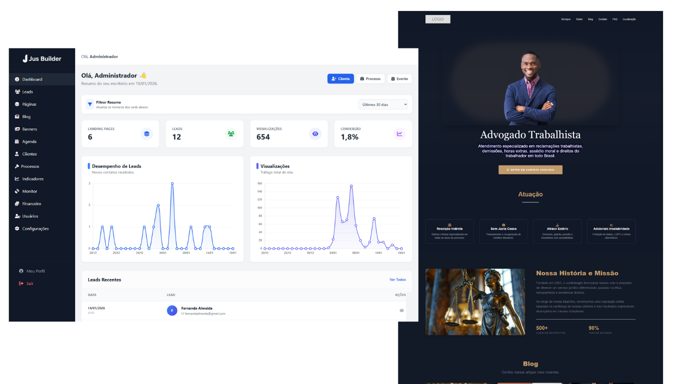 Landing Page para Advogados e as Vantagens do Jus Builder